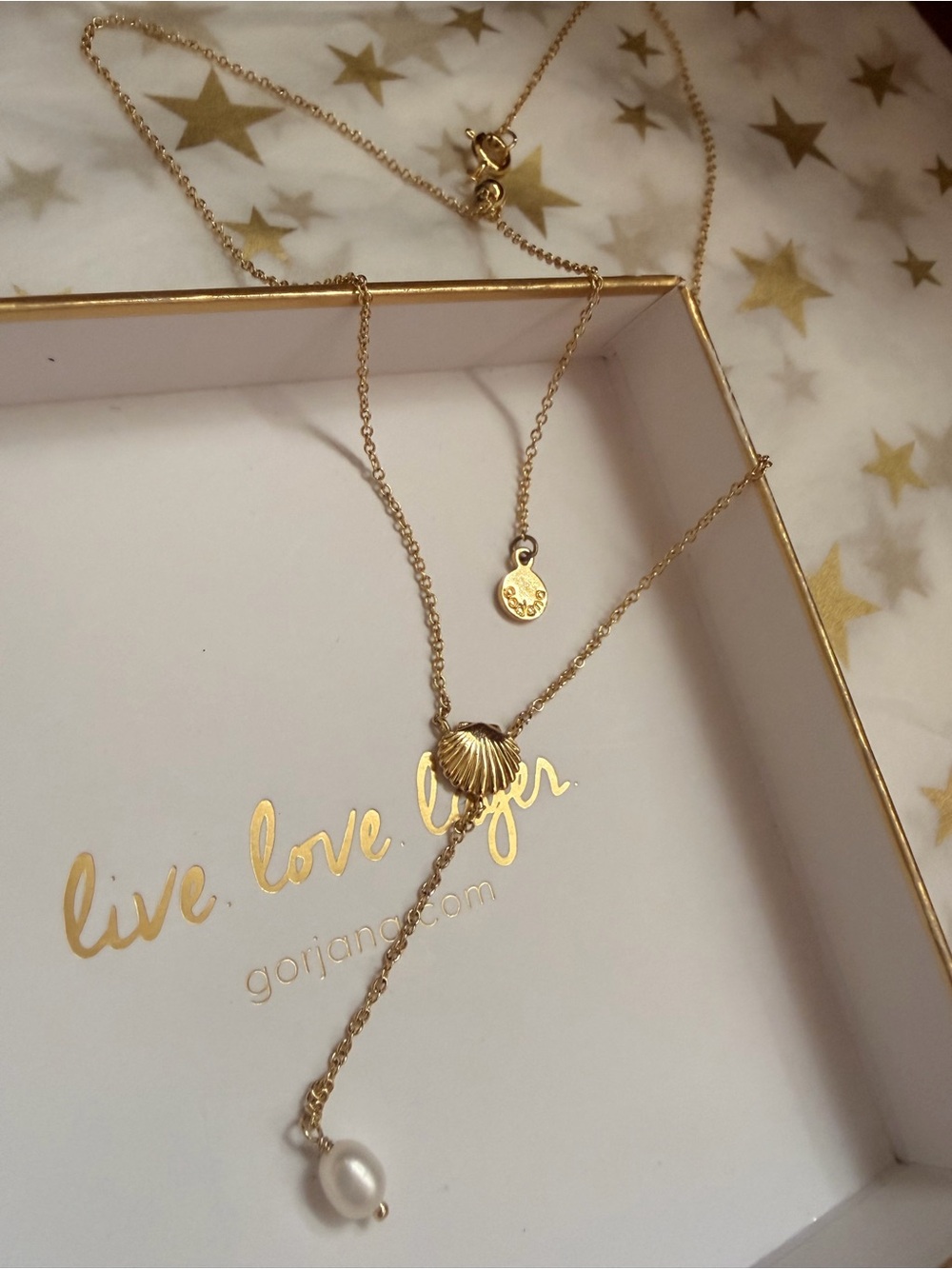 Gorjana Gold Seashell Lariat with Pearl Accent